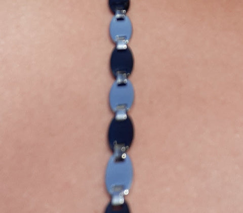 Silver and Black Filled Oval Jewel Straps
